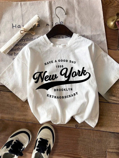 California Women's T-shirt American O-Neck Tops Tees Los Angeles Female Streetwear Summer Casual Short Sleeved Women's Clothing