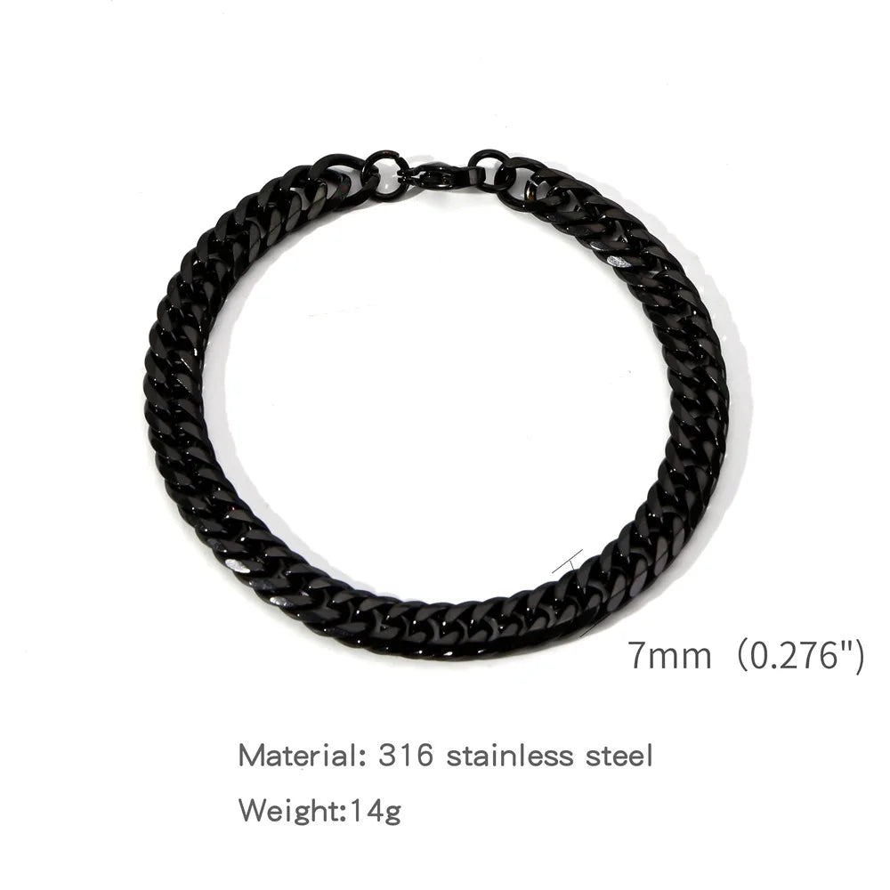 Gold Color Stainless Steel Cuban Chain Men's Bracelet Simple Retro Bracelet For Women Hip Hop Jewelry Trend Accessories Gift