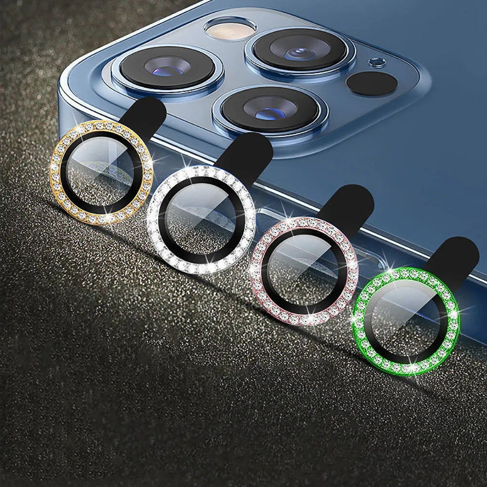 9D Diamond Lens Protector For iPhone 17 Pro Max Air Camera Tempered Glass Compatible with iPhone 14 15 16 Pro Max Ring Cover Cas