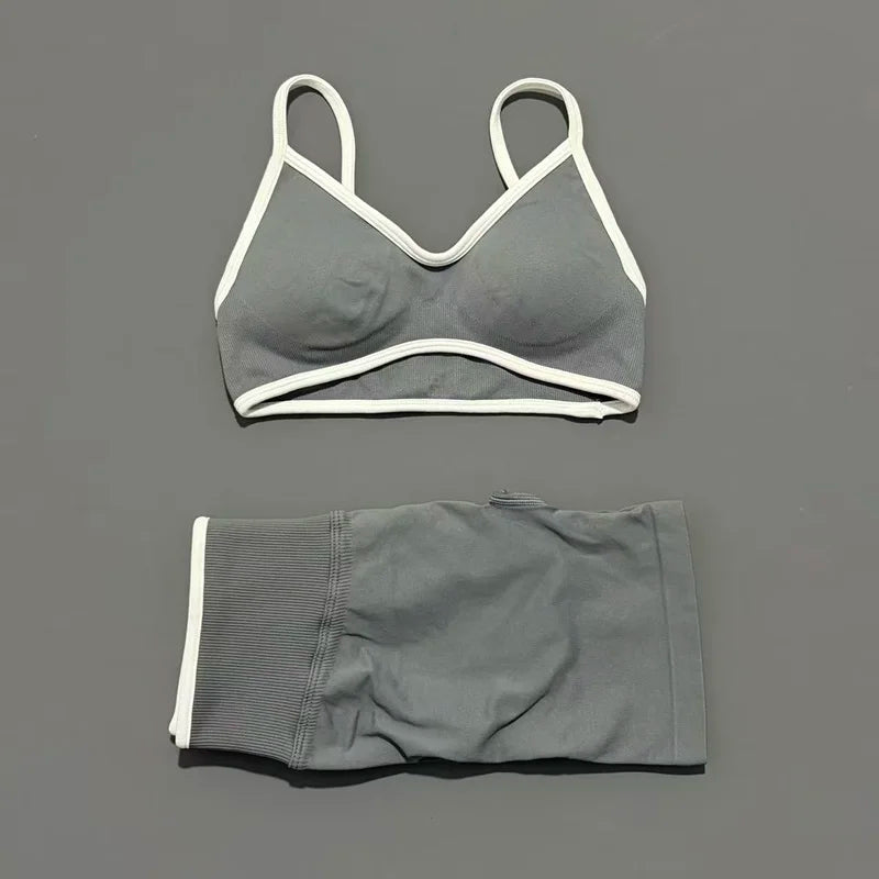 2Pcs HISTELLO Ignite Sculpt Sports Set Naked Feel Tummy Control Cross Bra Scrunch Hip Lifting Yoga Pilates Running Fitness Sets