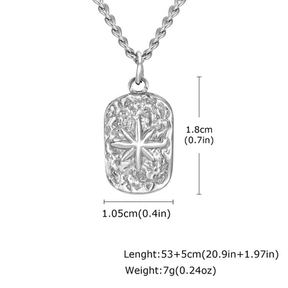 Men's Silver Color Geometric Pendant Necklace, Non Fading Stainless Steel Compass Necklace with Chain, Stylish Jewelry Gifts
