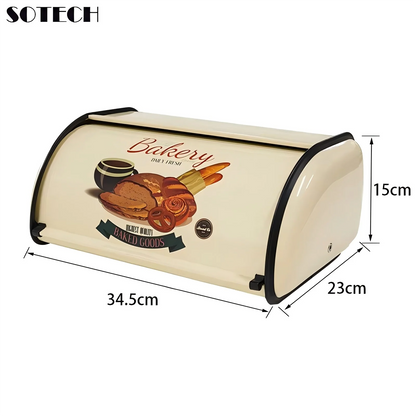 Metal Bread Box Black bread Bin Bread Storage box Food Storage Containers for Kitchen Large household Food Container