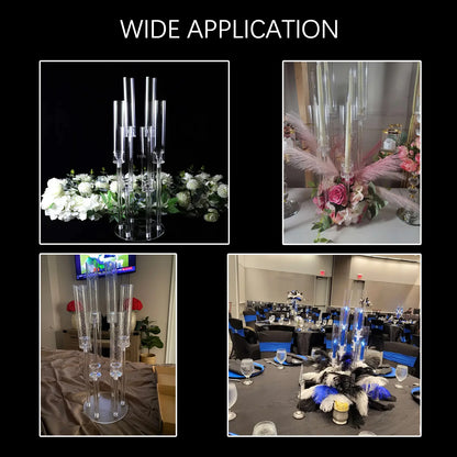 10Pcs Clear 6 Arm Candelabra Taper Candle Holder For Wedding Party Dining Table Banquet Event Decor