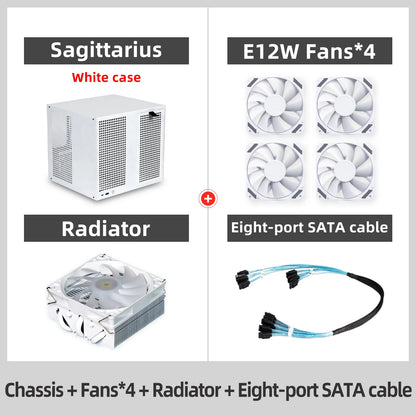 Sagittarius 8-bay NAS Computer Chassis with ATX Power Supply, MATX Motherboard, Full-height PCIE, 21.8L
