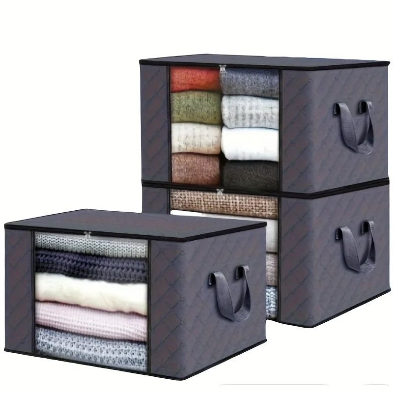 3pcs large capacity foldable fabric storage box, foldable blanket storage bag
