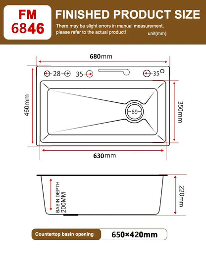 Various Waterfall kitchen Sink  Stainless Steel Multifunctional Large Single Slot Digital Display Sinks