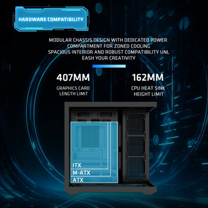 Yeah Magic Sword V 270° Column-Free Panoramic View ATX PC Case  Superior Thermal Performance Gaming And Office PC Case
