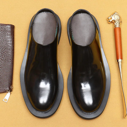 Luxury Men's Slippers Genuine Leather Loafers Men Moccasins Casual Non-slip Man Shoes Italian Summer Fashion Half Shoes for Men