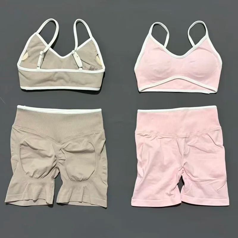 2Pcs HISTELLO Ignite Sculpt Sports Set Naked Feel Tummy Control Cross Bra Scrunch Hip Lifting Yoga Pilates Running Fitness Sets