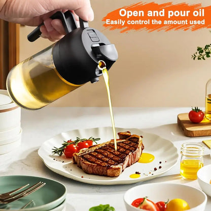 2 in 1 Glass Oil Sprayer & Dispenser, 16oz/470ml Olive Cooking, Air Fryer, Salad, Kitchen Gadgets, Air Fryer Accessories, Sticke