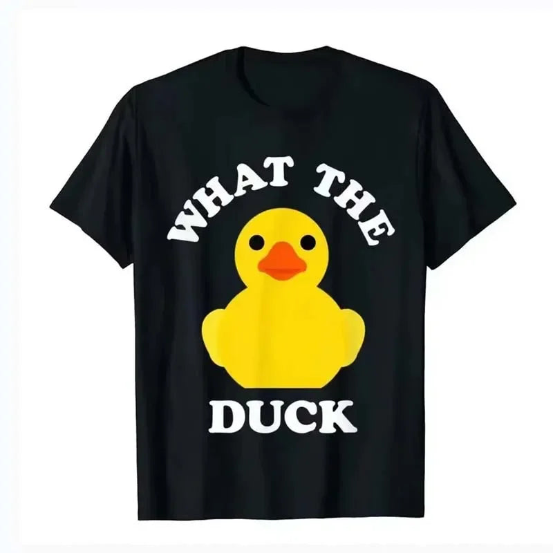 Cute Duck Print T-shirts Summer Women Men Casual Fashion Funny High Street Loose Tops Crew Neck Short Sleeve Cotton T-shirts
