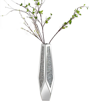 Crushed Diamond Mirrored Flower Vase Standing Large Size
