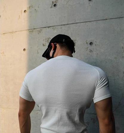 T Shirt Men Casual Short Sleeve Muscle Joggers Bodybuilding Tshirt Male Gym Fitness Tops Tee Streetwear Slim Fit Summer T-shirt