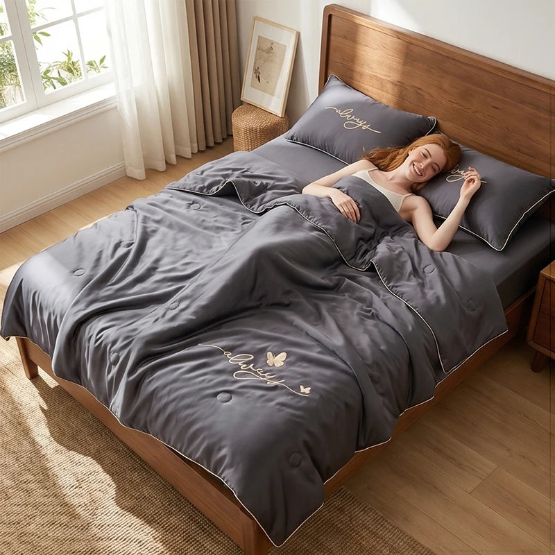 Oversized Lightweight Breathable Comforter Quilt Blanket, Skin-Friendly Soft Cooling Summer Air Conditioner Quilt, Multi-Purpose Thin Nap Quilt for Dorm Home Office