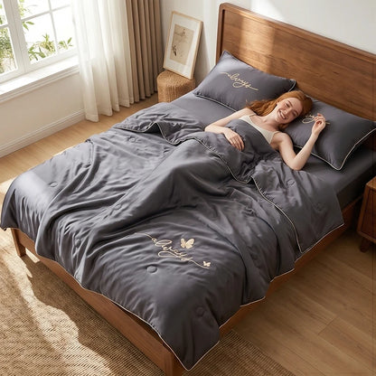 Oversized Lightweight Breathable Comforter Quilt Blanket, Skin-Friendly Soft Cooling Summer Air Conditioner Quilt, Multi-Purpose Thin Nap Quilt for Dorm Home Office