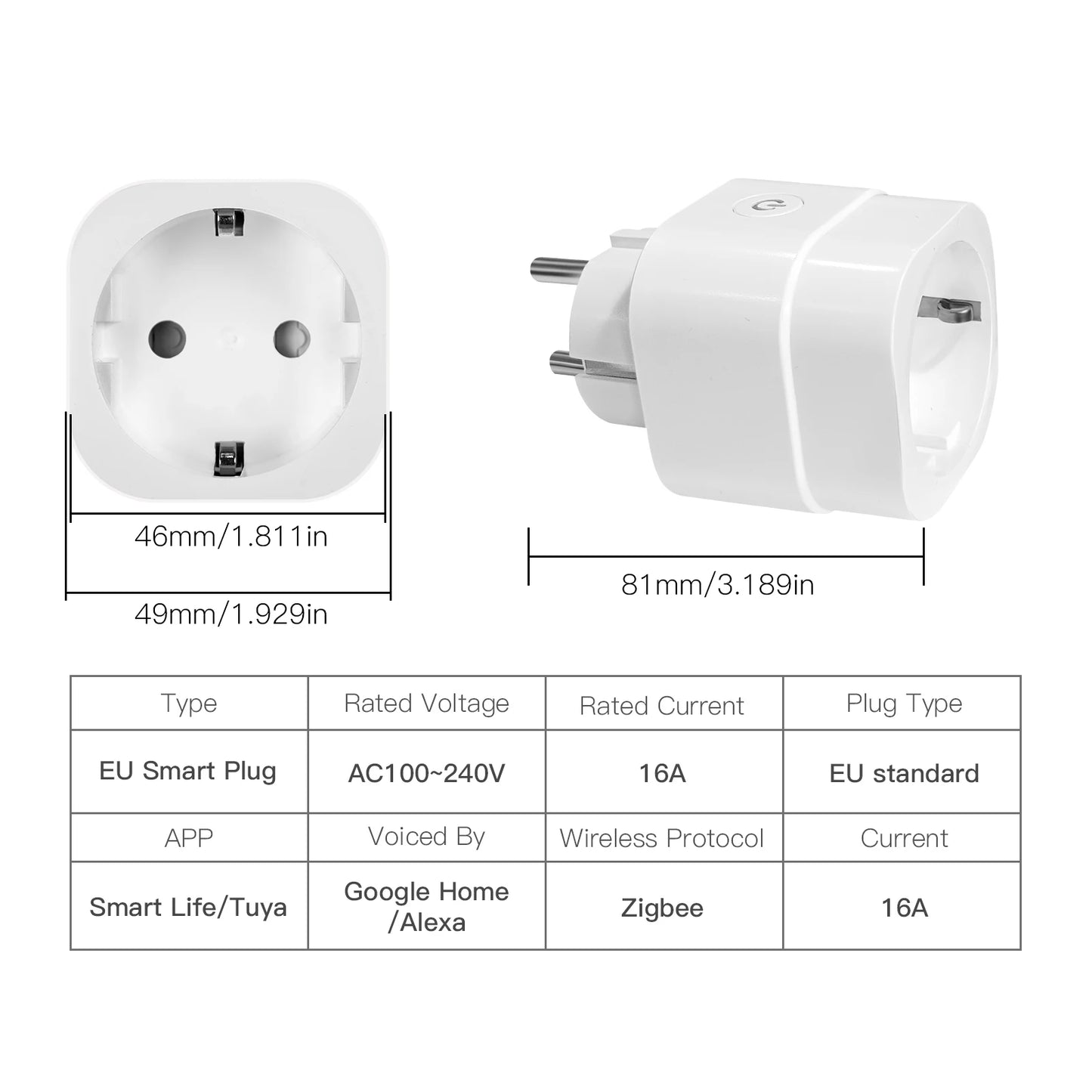 Moes ZigBee Tuya Socket Power Plug 16A Smart APP Wireless Socket Outlet Functional Energy Monitor Timer Alexa Google EU