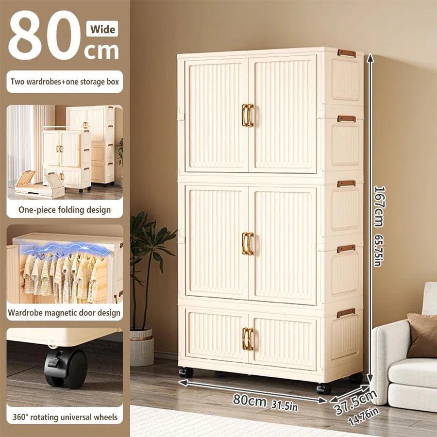 Large Capacity Dustproof Wardrobe Sundries Cabinet Multifunction Folding Storage Cabinet Locker Closet Organizer