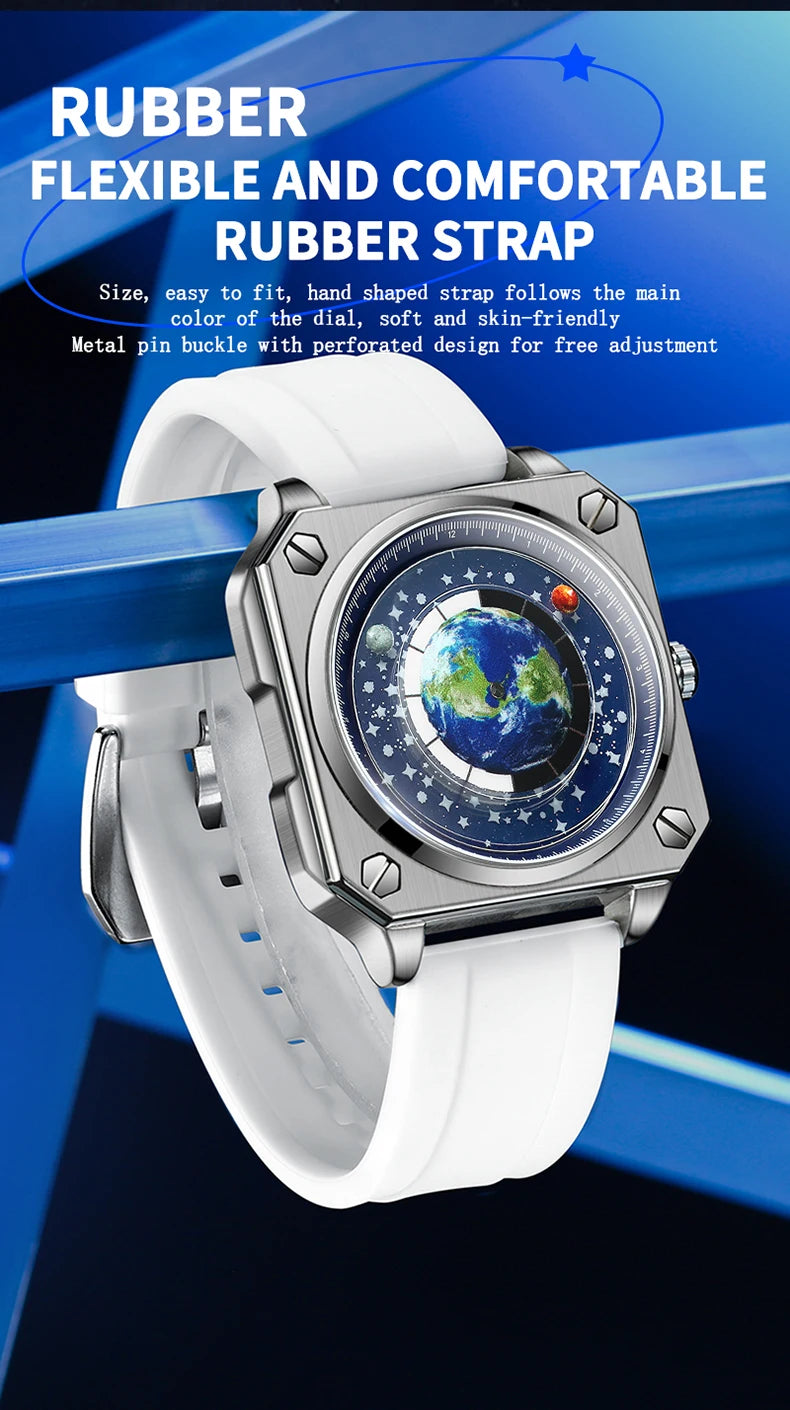 BINBOND Earth&Star Cool Quartz Wristwatches for Men Luminous Waterproof Precise Sports Men's Watch Durable Casual Reloj