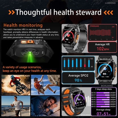 2026 New 1200 mAh Battery Military Smartwatch Men 5ATM Waterproof Fitness Tracker Health Heart Rate Smart Watch For iOS Android