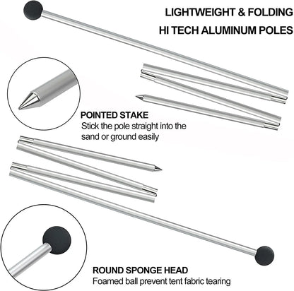 Family Beach Canopy ,Large Beach Sunshade Tent with Stability Poles,UPF50+Outdoor Shade for Beach,Camping,Party or Picnics