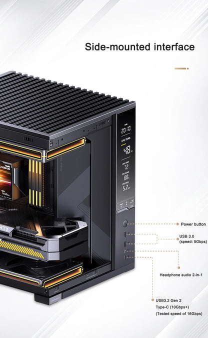 Jonsbo D34 MATX SeaviewRoom Chassis Support 280 Cold Row ATX Power Supply Type-C Digital Monitoring Screen Mini-ITX Desktop Case