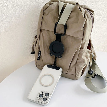 For Magsafe Magnetic Universal Mobile Phone Holder Backpack Clip Carabiner Retractable Steel Wire Rope Outdoor Anti-lost Stand