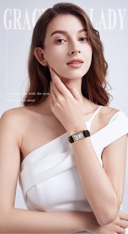 SANDA Top Fashion 1116 Women's Watch Elegant Design Rectangular Dial Waterproof Quartz Movement Business Women's Quartz Watch
