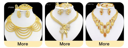 GZJPEI Two Tone Jewelry Set Gold Plated Big Pendant Necklace Bracelet Water Drop Earring Ring For Women Wedding Gifts 2025 New