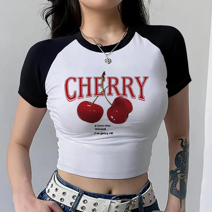 butterfly Print Cropped T-shirt Women'S Graphic Design Crop Top T-Shirt Y2K Style Short Sleeve Casual Summer Top Tee Fashion