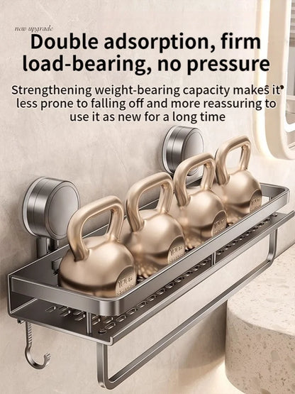 No Drill Suction Cup Adhesive Bathroom Rack Bathroom Shelf Toilet Aluminum Hanging Rack Bathroom Organizer Hang On The Wall