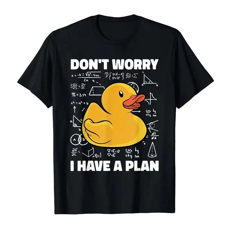Cute Duck Print T-shirts Summer Women Men Casual Fashion Funny High Street Loose Tops Crew Neck Short Sleeve Cotton T-shirts