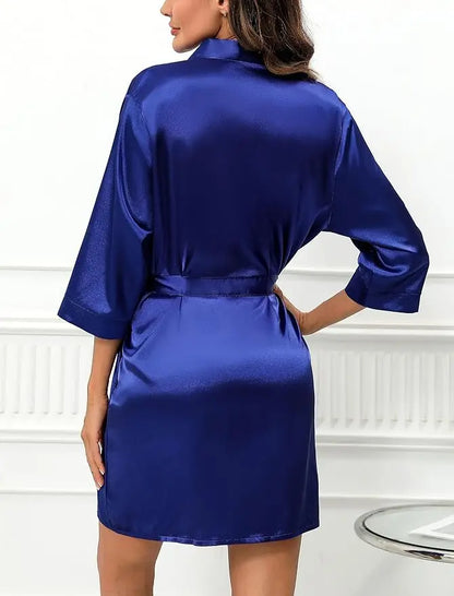 New Women's Sleeping Robe Home Clothes Sleeping Bridal Morning Robe Ding Simulated Silk Elastic Sleeping Robe Silk Short Dress