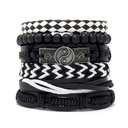 Fashion Bracelet Viking  Bracelet For Men Hand Bracelets Woven Skull Hand Jewelry Adjustable Leather Set viking man bracelet