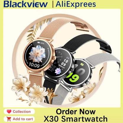 Blackview X30 Lady Smartwatch 1.26" HD AMOLED Screen Bluetooth Heart Rate Blood Oxygen Waterproof Fitness Tracker Android IOS