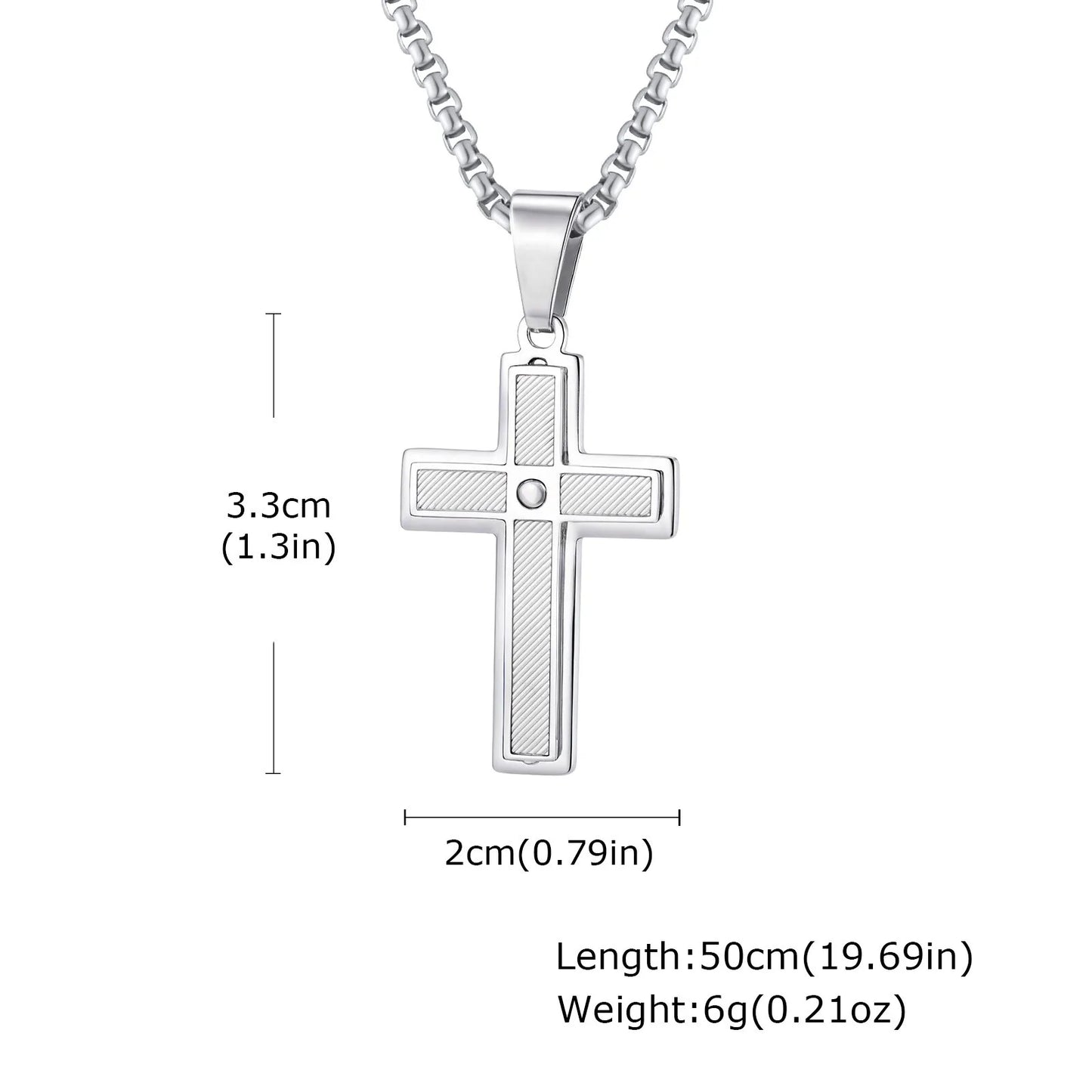 Stylish Men's Stainless Steel Cross Necklace,Punk Hip Hop Cross Pendant Necklace,Birthday Party Jewelry Gift for Him Dad Son