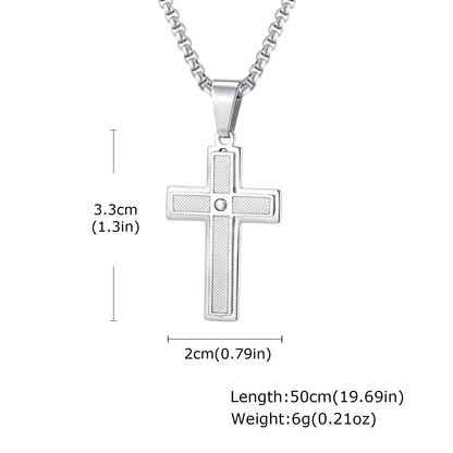 Stylish Men's Stainless Steel Cross Necklace,Punk Hip Hop Cross Pendant Necklace,Birthday Party Jewelry Gift for Him Dad Son