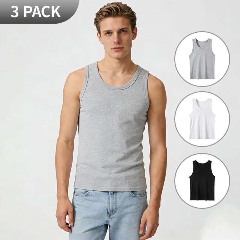 1/3 Pack Four Seasons Men's Cotton Joker Vest Teenagers Simple Fit Sports Fitness T-shirt Middle-aged Casual Sleeveless Shirt