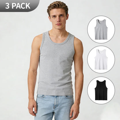 1/3 Pack Four Seasons Men's Cotton Joker Vest Teenagers Simple Fit Sports Fitness T-shirt Middle-aged Casual Sleeveless Shirt
