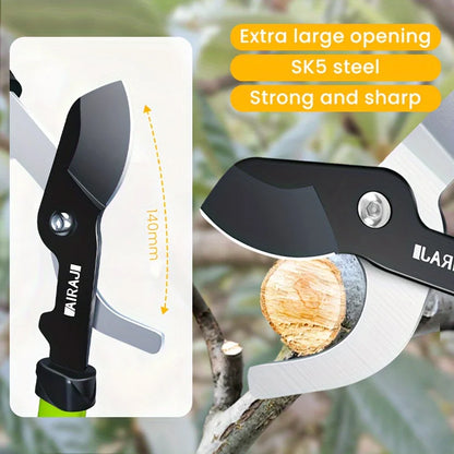 Professional Pruning Shears - Multi-Functional, Anti-Slip Grip, Large Opening, Durable Metal, Green - Ideal for Garden Trimming