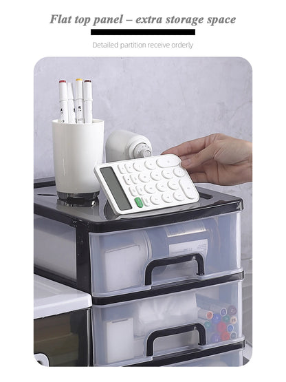Clear Desktop Storage Box with Drawer Heightened Table Organizer Plastic Office storage cabinet  for Stationery cosmetics