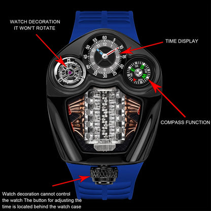PINDU Design NEW Engine Series Quartz Watch Men TOP-luxurious Stainless Steel Compass Waterproof Swiss Quartz 762 Movement Watch
