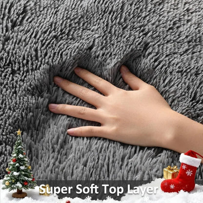 Area Rugs 9x12 Living Room, Large Grey Bedroom Carpet, Big Shag Indoor Thick Soft Rug, Fluffy Carpets for Home Decor Aesthetic