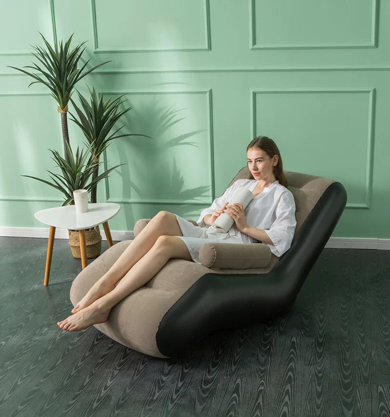 1Pc Inflatable Lazy Sofa Home Leisure Fashion Comfortable  Inflatable Air Sleeping Bed Indoor Collapsible Bed Leisure Sofa