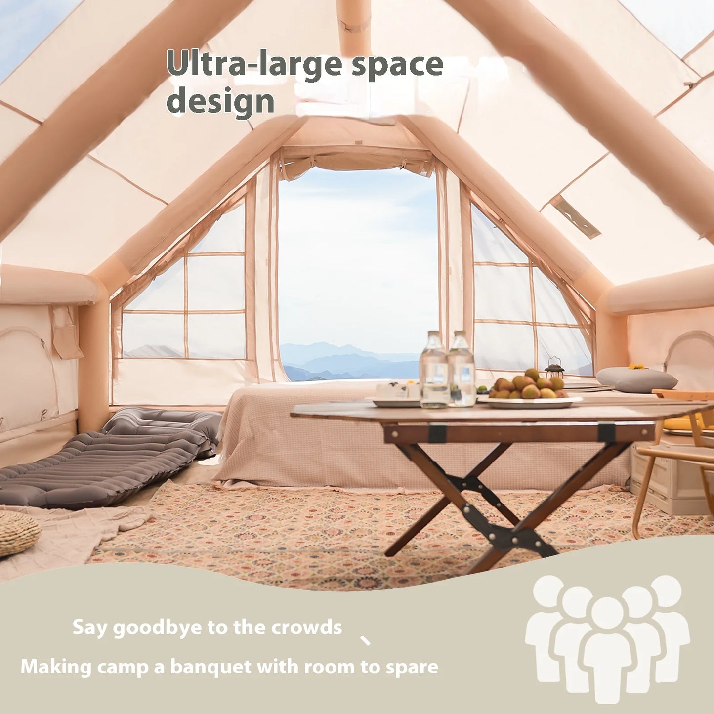 Inflatable Tents For Adult Camping, Luxury Camping Tents, Inflatable Tents With Stove Plug, 4/6/8 Person Family Camping Inflatab