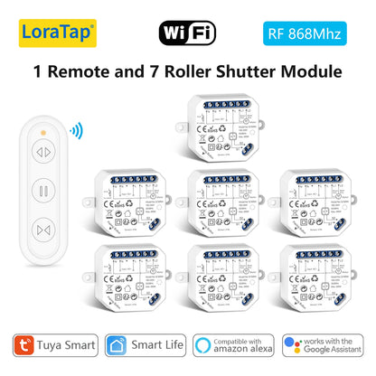 LoraTap WiFi Smart Curtain Switch Module Remote Control & Timer Works with Tuya Smart Life Google Home Alexa for Roller Blinds