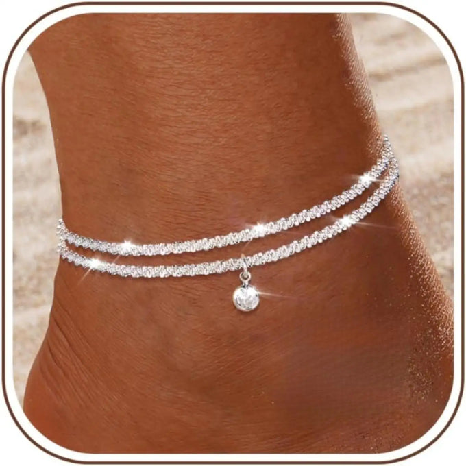 Layered Heart & Pearl-Detail Anklet