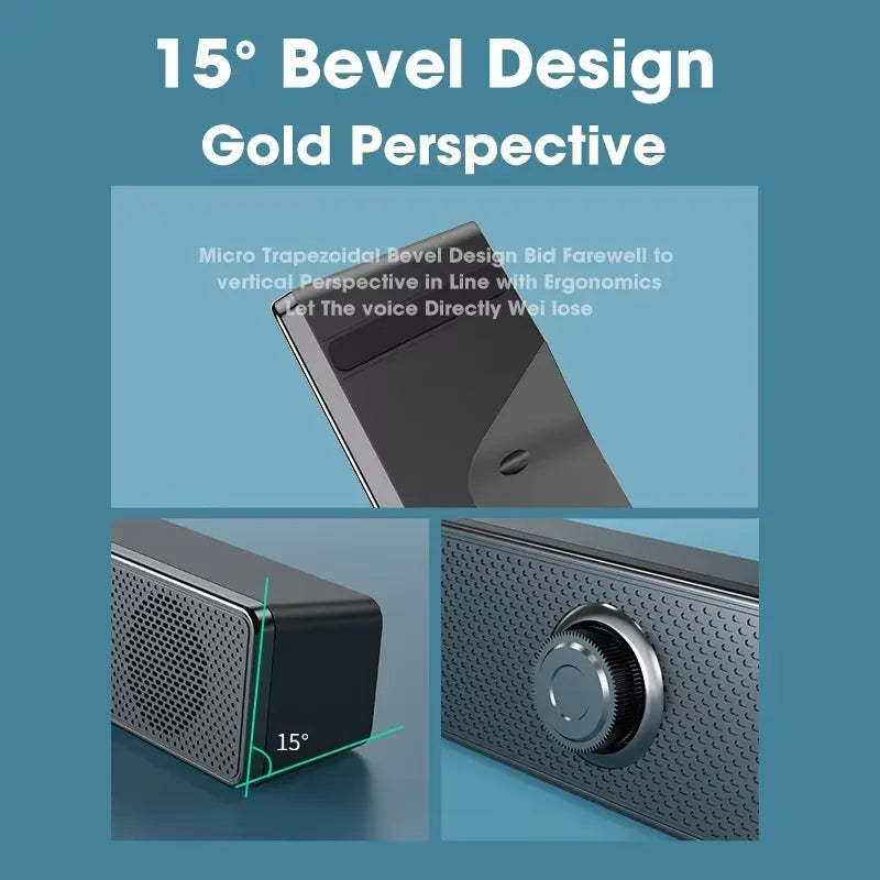 Wireless Soundbar for TV, Desk Audio Player & Home Theater Speaker for Movies, Music, Sports, Apartment & Living Room Use