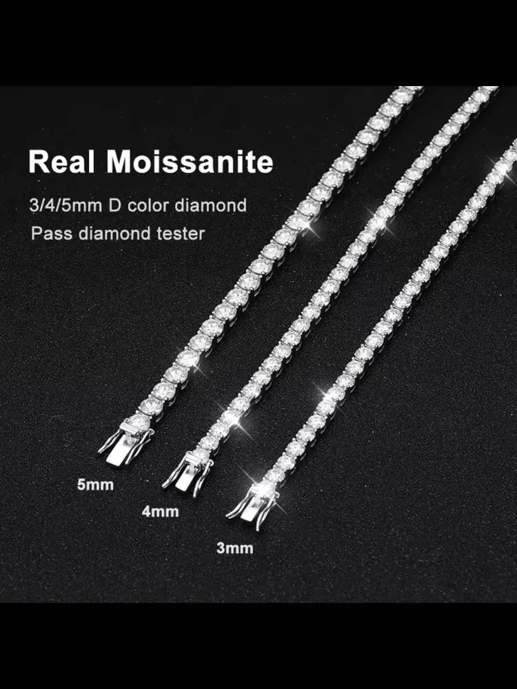 100% Real Moissanite Tennis Bracelet 925 Sterling Silver Plated 18K Gold with GRA Bracelet for Women Man Sparkling Party Jewelry