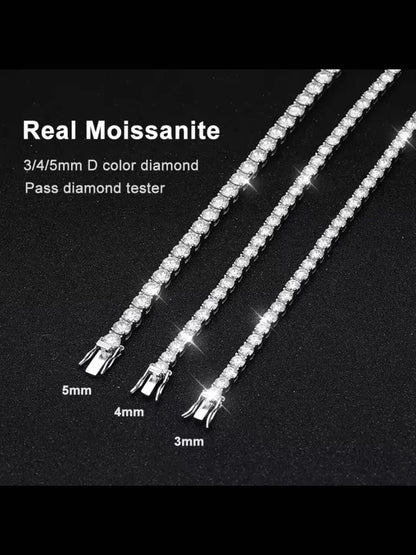 100% Real Moissanite Tennis Bracelet 925 Sterling Silver Plated 18K Gold with GRA Bracelet for Women Man Sparkling Party Jewelry