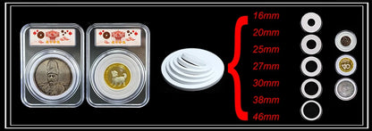 60Pcs 41mm Coin Capsules with Black Gaskets and a Storage Organizer Box for 5 Sizes (21/26/31/36/41mm) Coins Collection Holder
